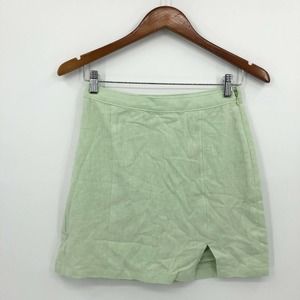 Abercrombie & Fitch Skirt Women's XSmall Mint Green Mini Linen Slit Lined Retro